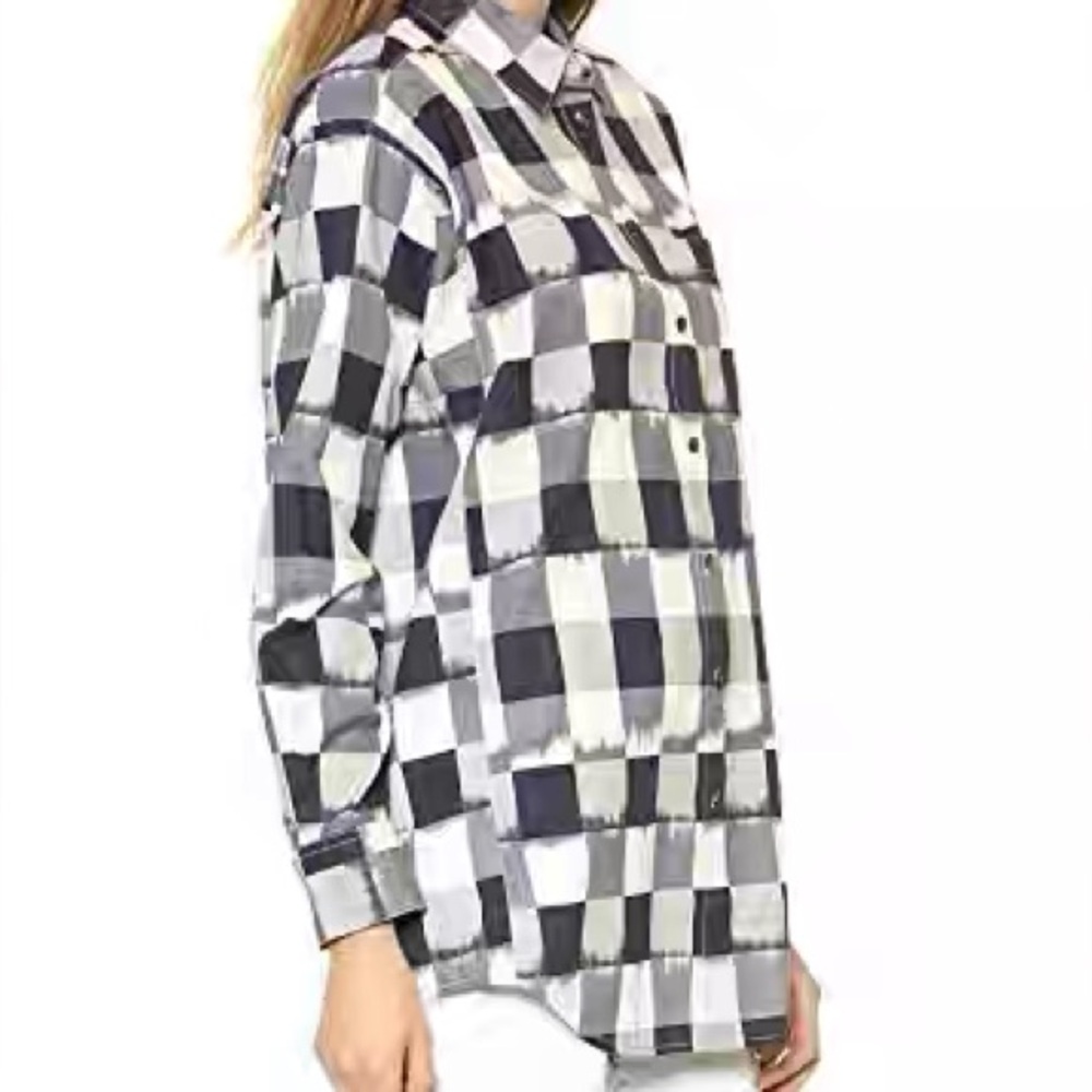 Madewell Navy and Cream Plaid Shirt